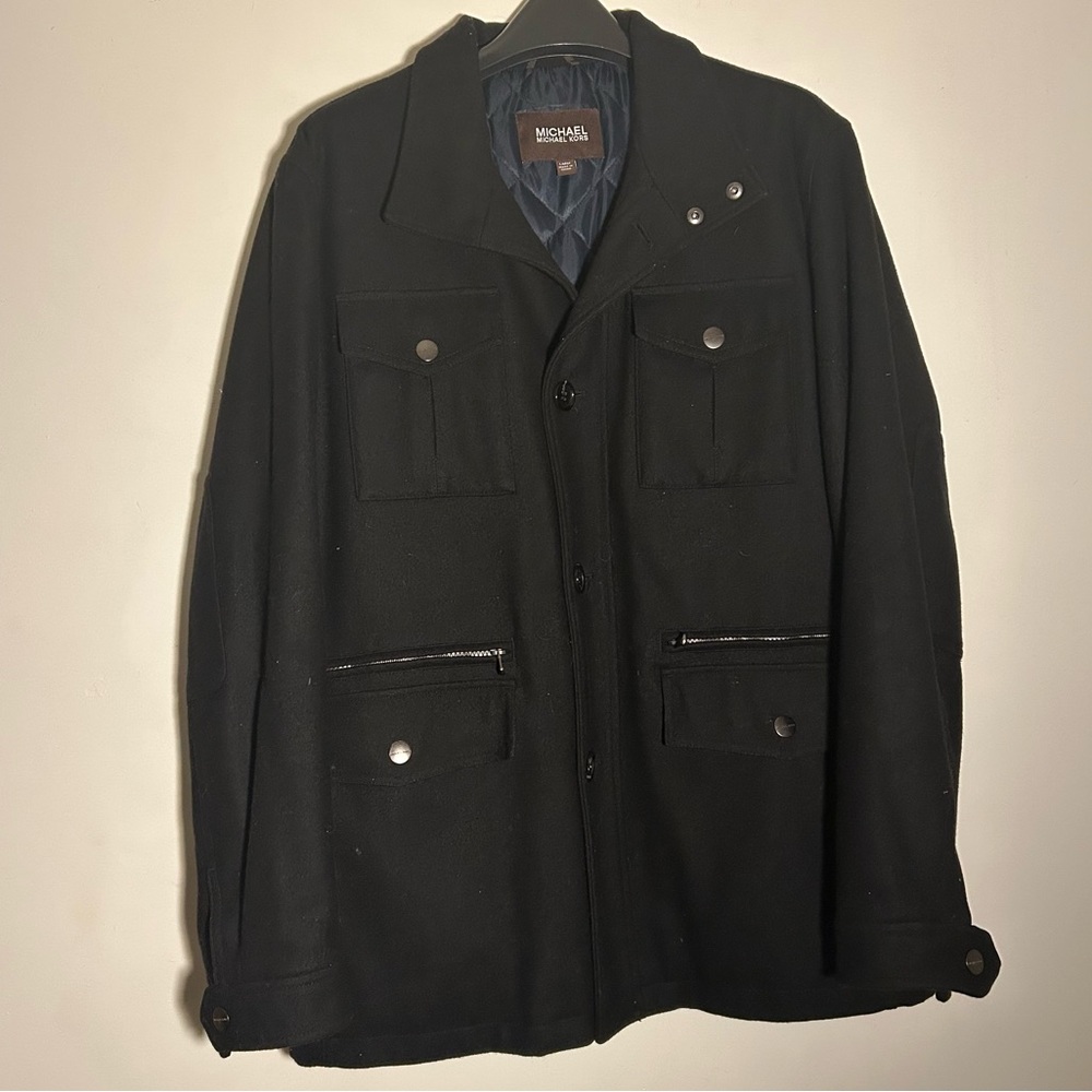 Michael Michael Kors Wool Blend Field Jacket in Black Large